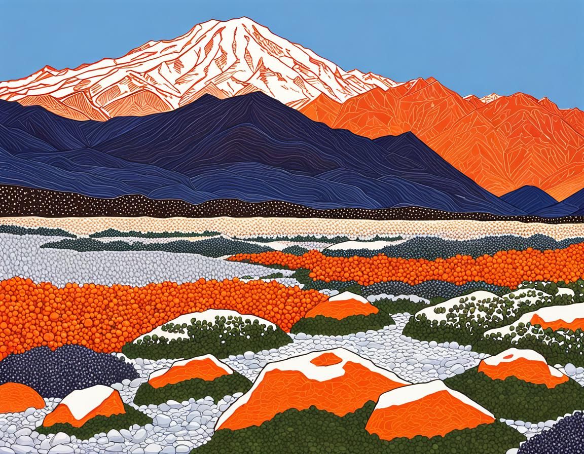 Sedimentary Rocks and Mountain, Art Brut Style