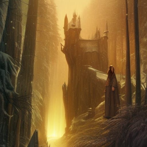 Narnia Scene Concept Art in Art Nouveau Style