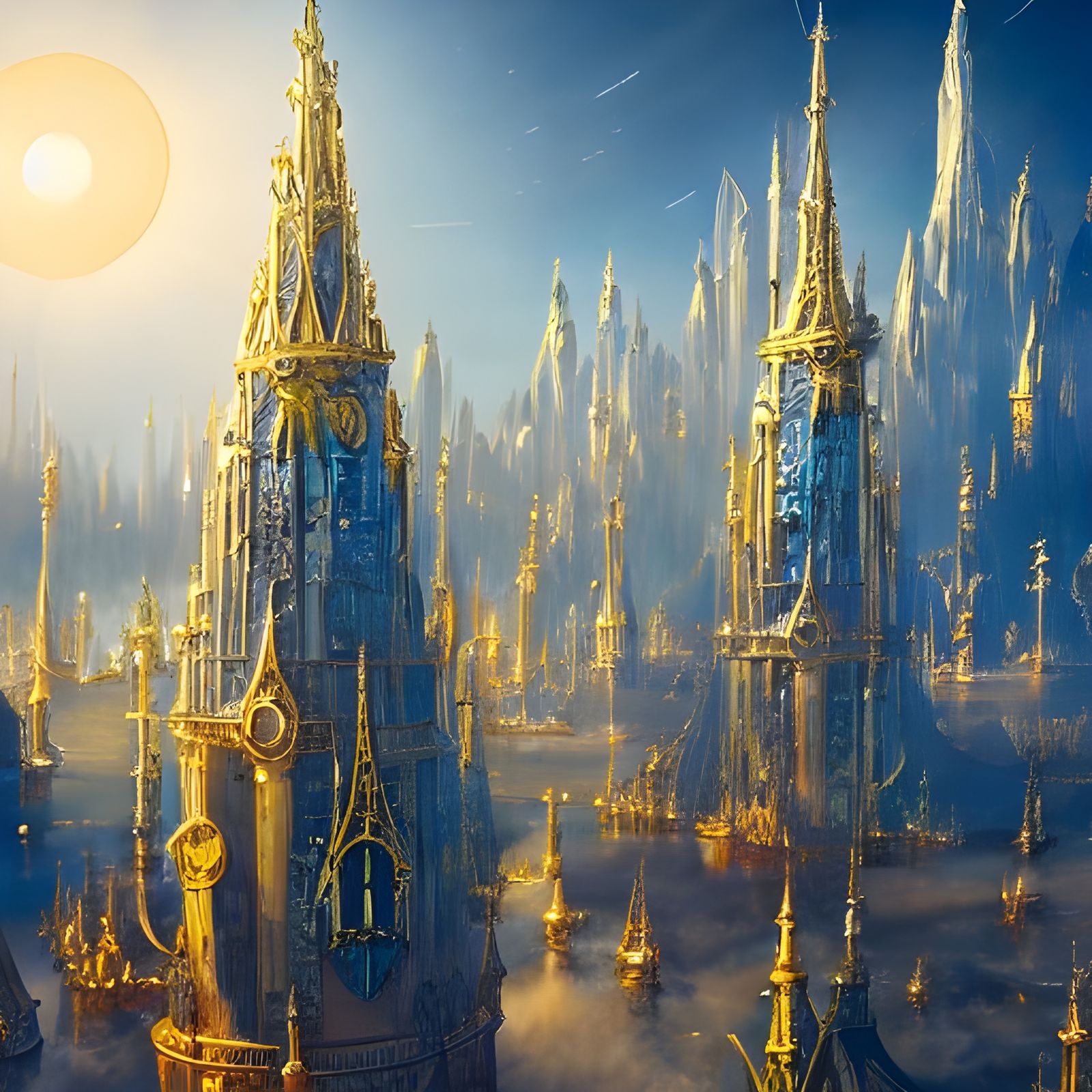 Glass Castle City Floating in the Sky