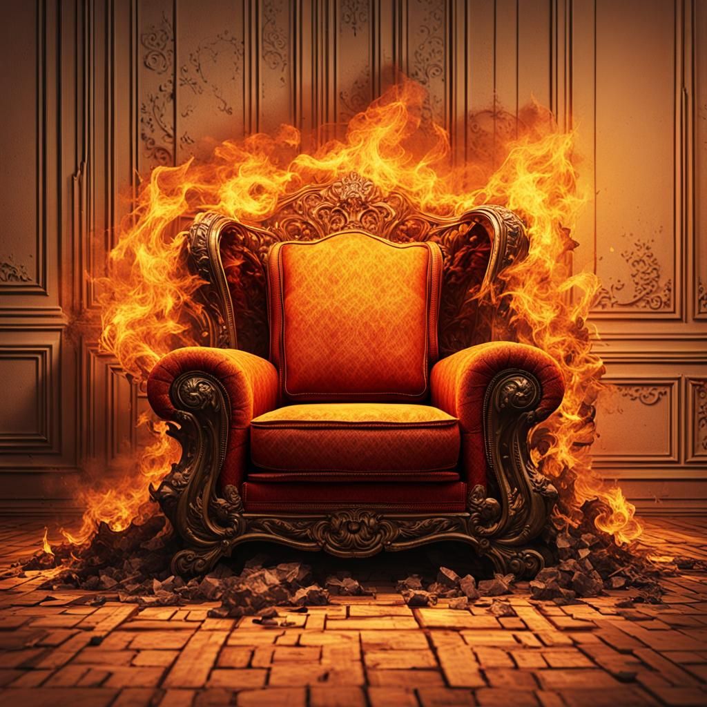 Burning Chair in Hellish Housefire Environment