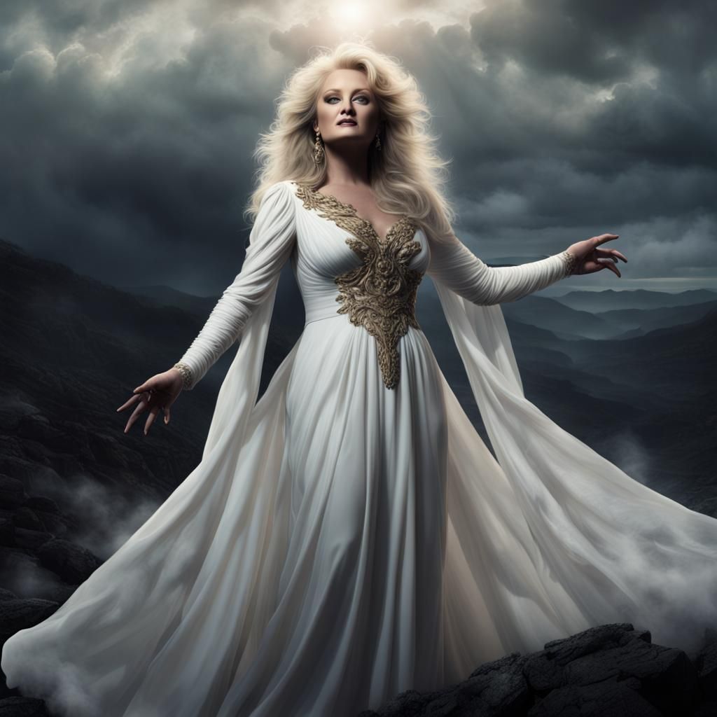 Bonnie Tyler in White Gown: Digital Matte Painting