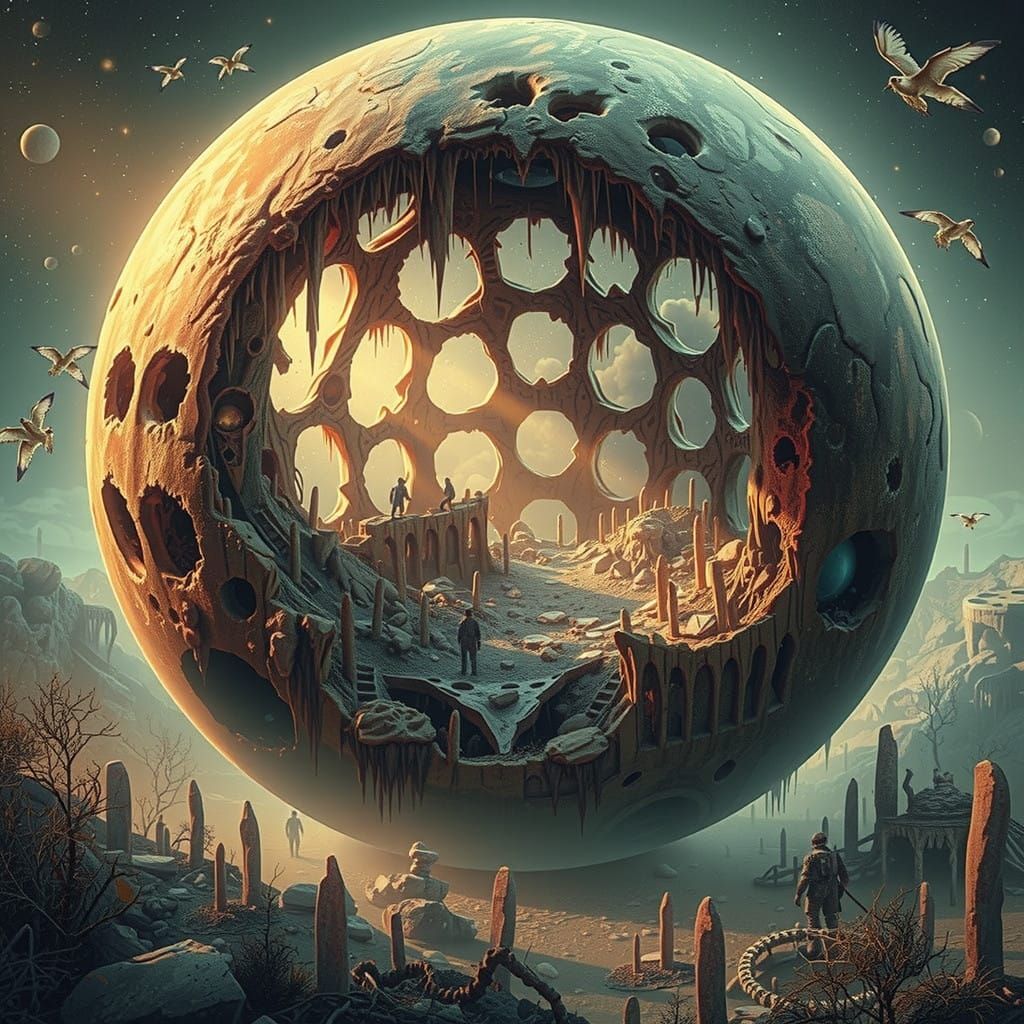 Barren Husk World in Desolate, Post-Apocalyptic Landscape