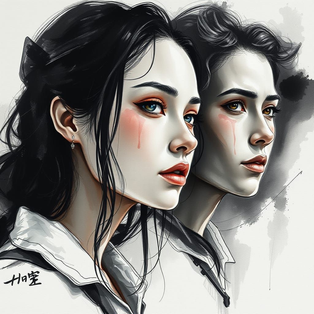 People Walking: Hyperdetailed Charcoal Gouache Masterpiece