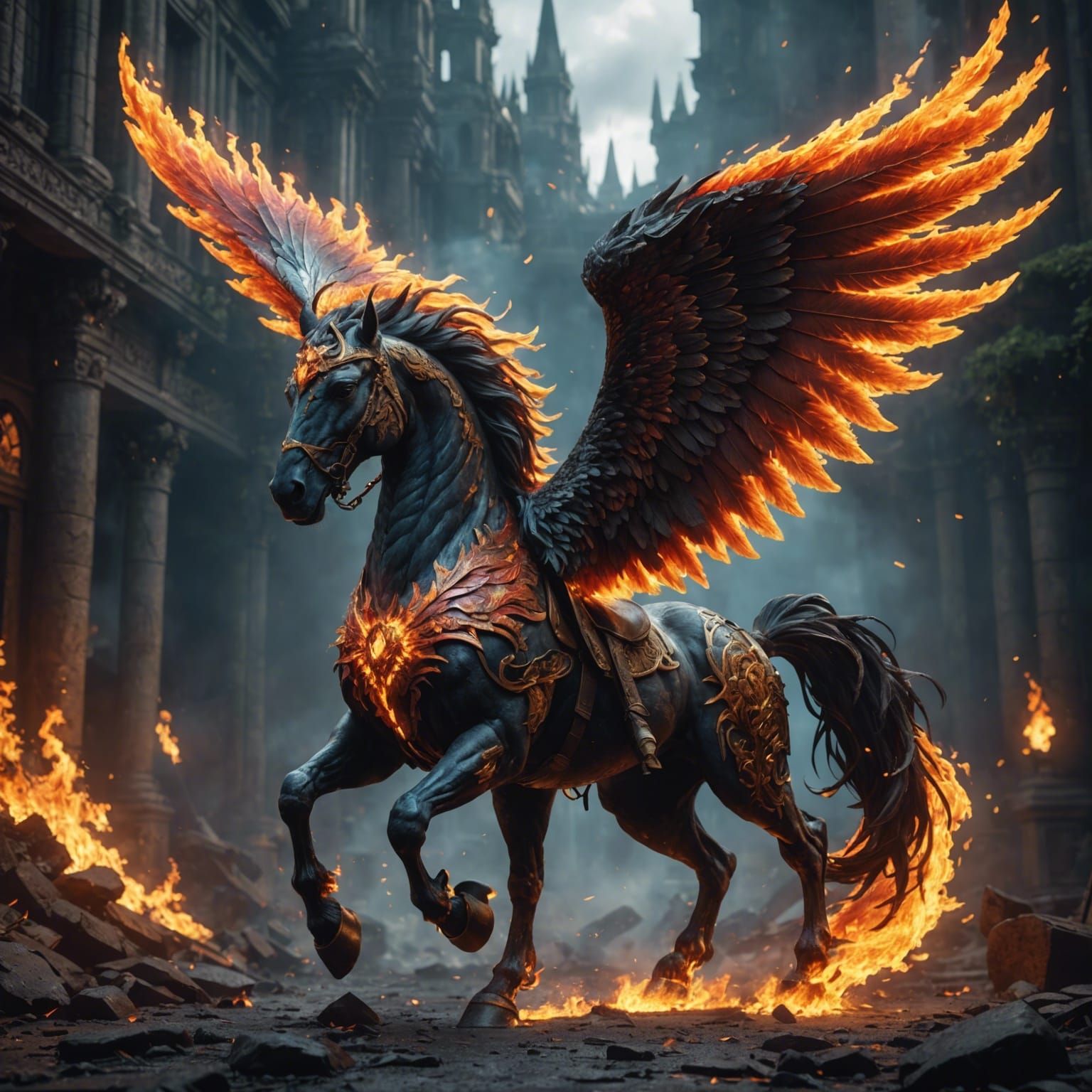 Fiery Pegasus Concept Art in 8K Resolution