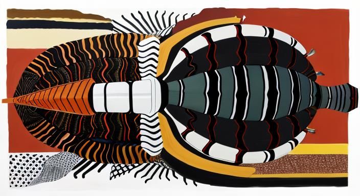 Abstract Isopod Painting in Frank Stella Style