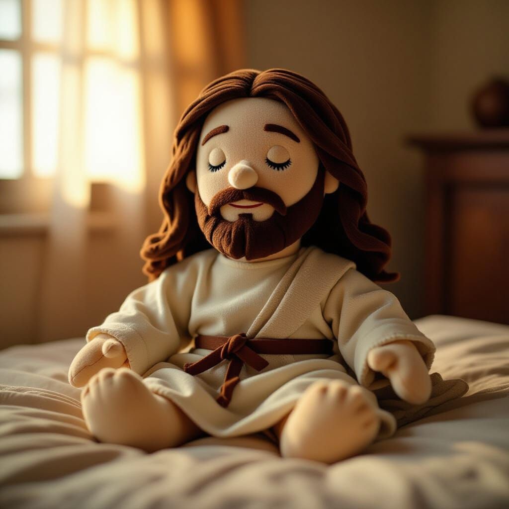 Jesus Plushie with Cinematic Lighting