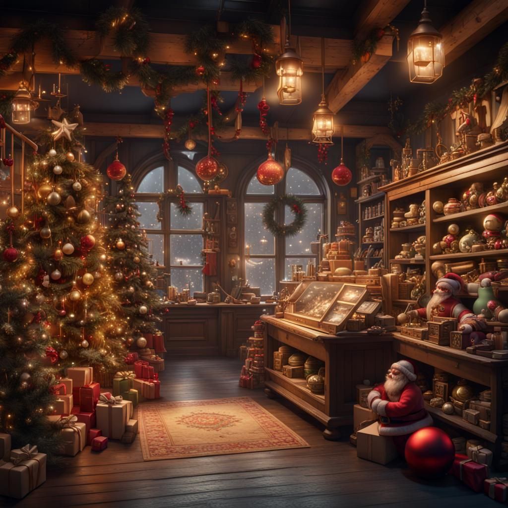 Christmas Toy Shop: Detailed Matte Painting