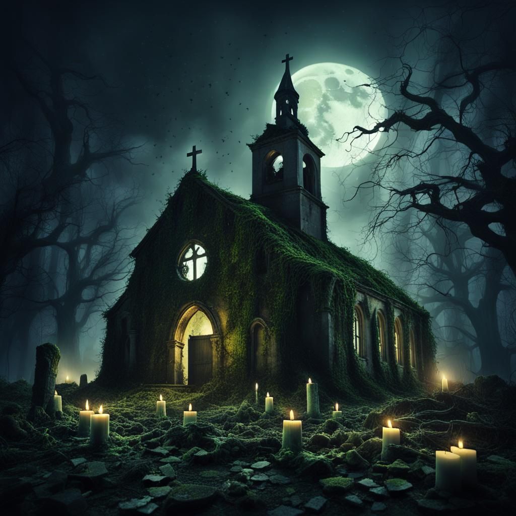 Eerie Dystopian Village in Gothic Horror Style