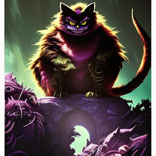Sinister Cheshire Cat in Wonderland, Gothic Art