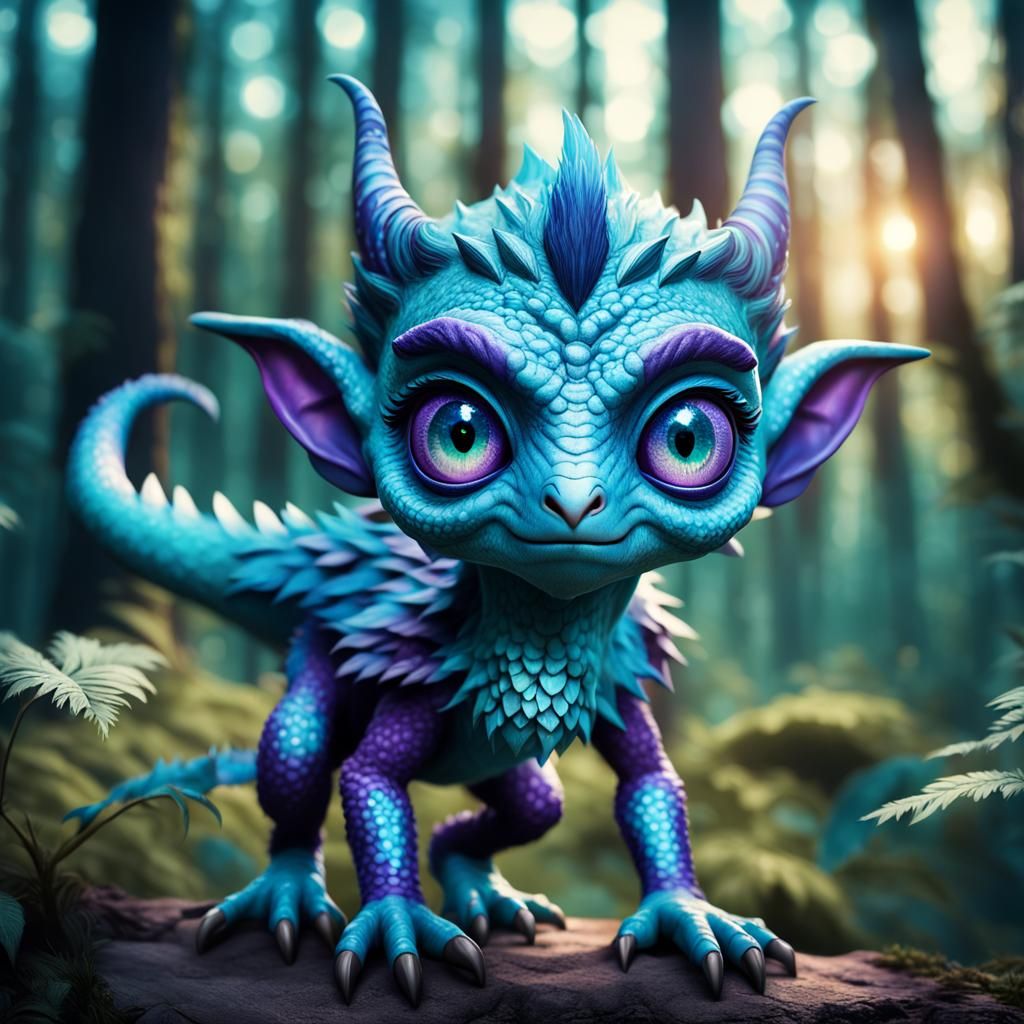 Cinematic Blue Elf Monster in a mystical Forest Landscape