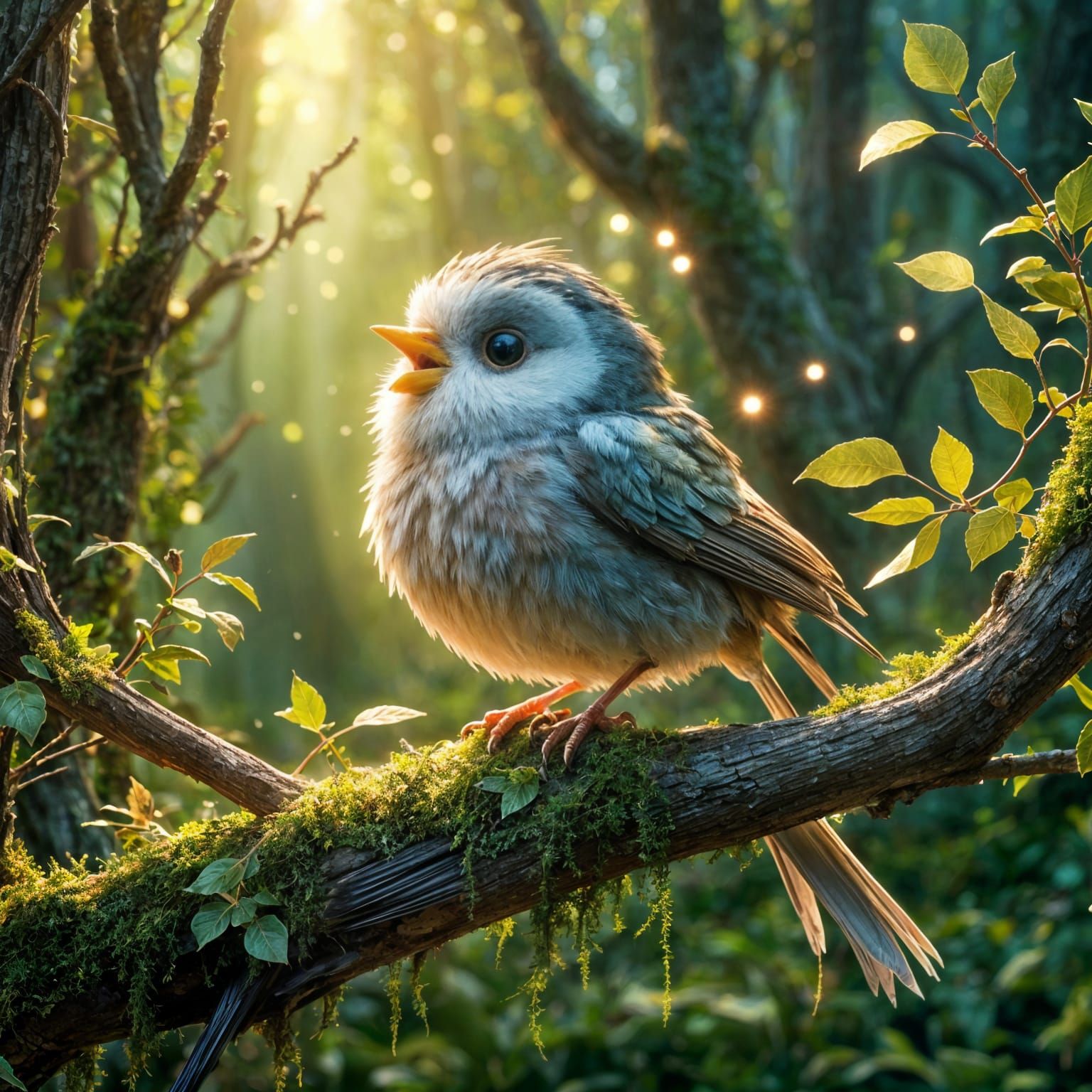 Bird Singing in Early Morning Light