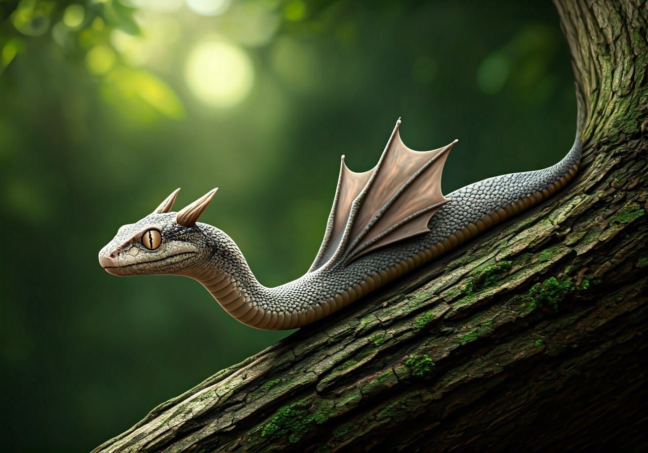 Winged Serpent Ambush in Asian Forest