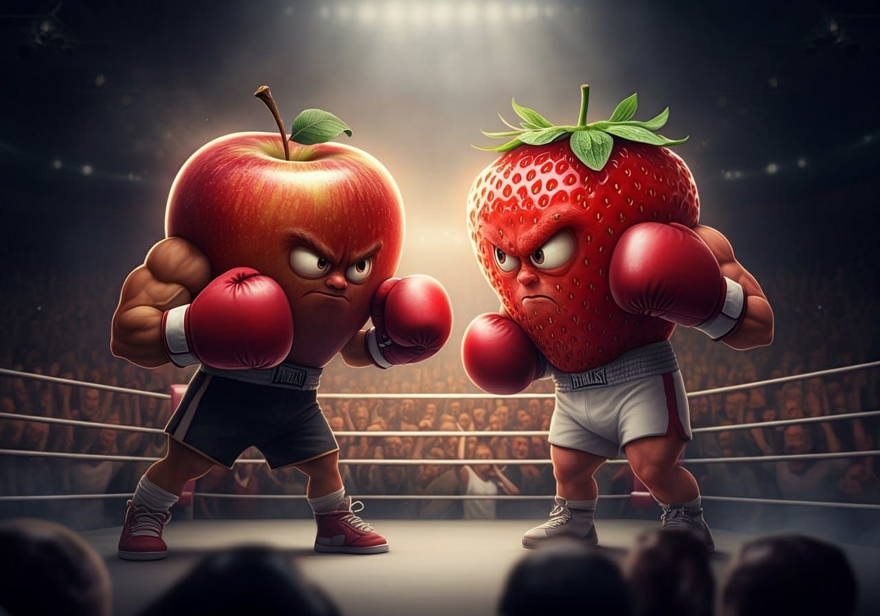 Fruit Boxing Champions Face Off in a Smoky Arena