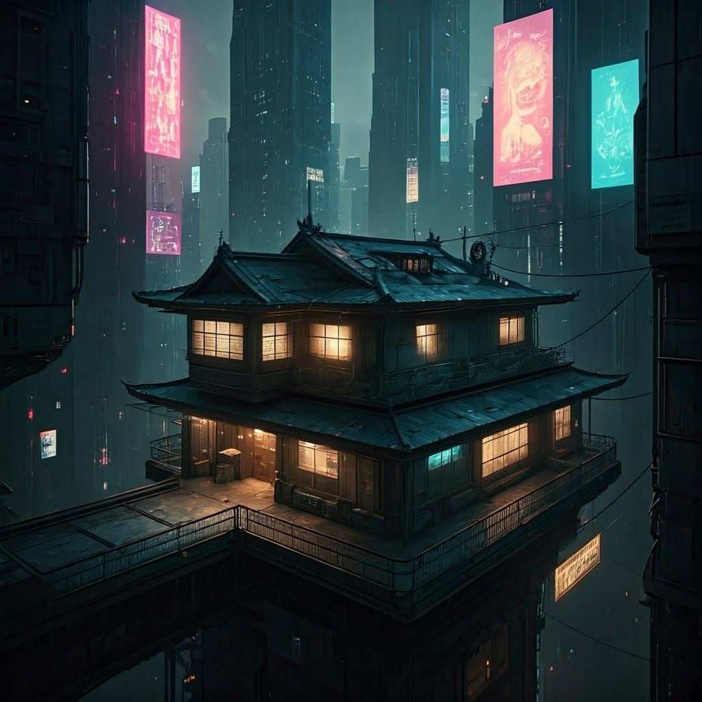 Cyberpunk House in a Futuristic Metropolis