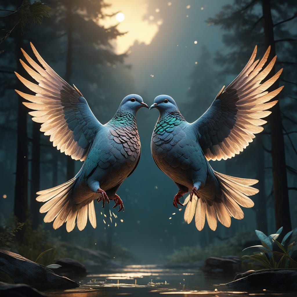 Majestic Doves in Golden Light