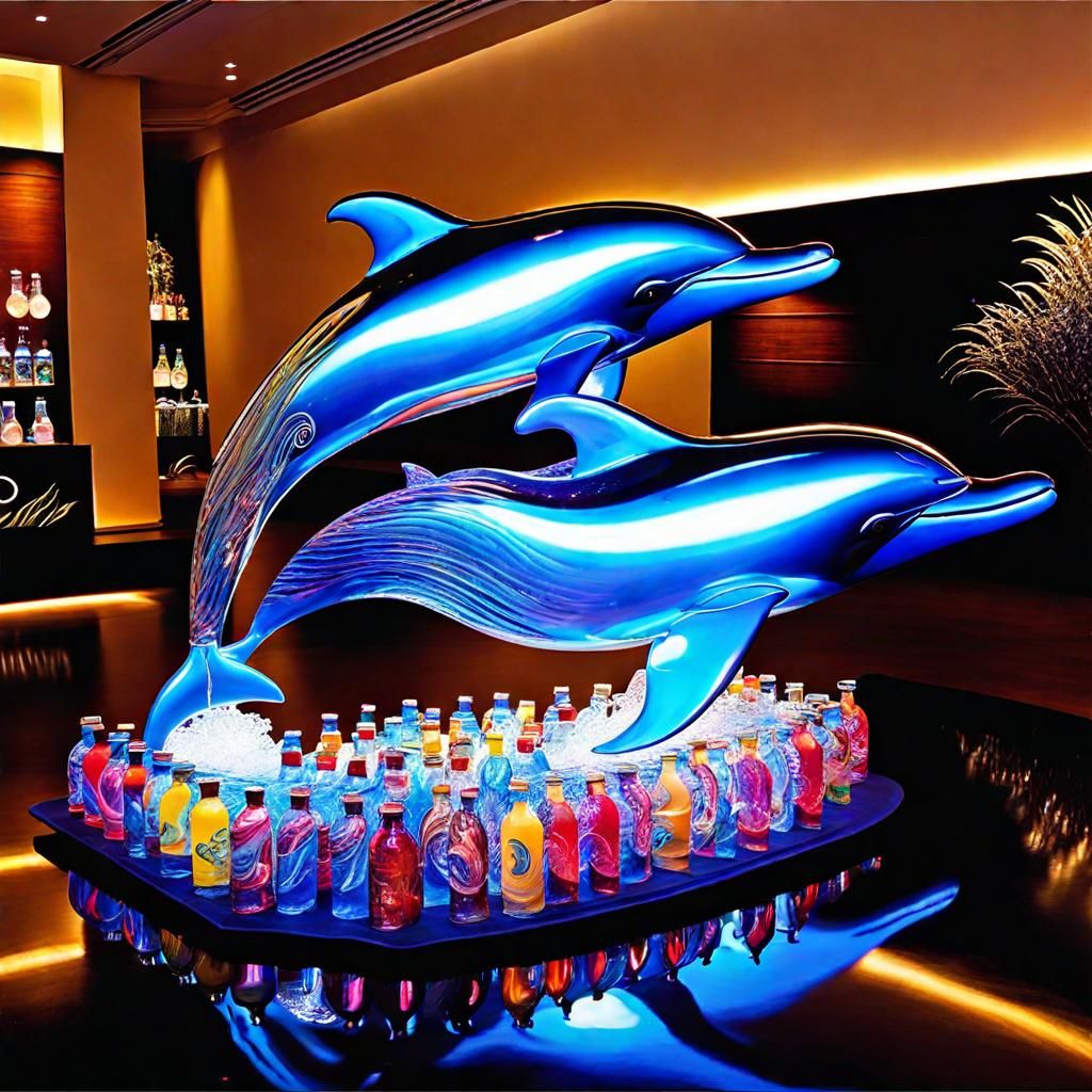 a dolphin made of recycled plastic bottles