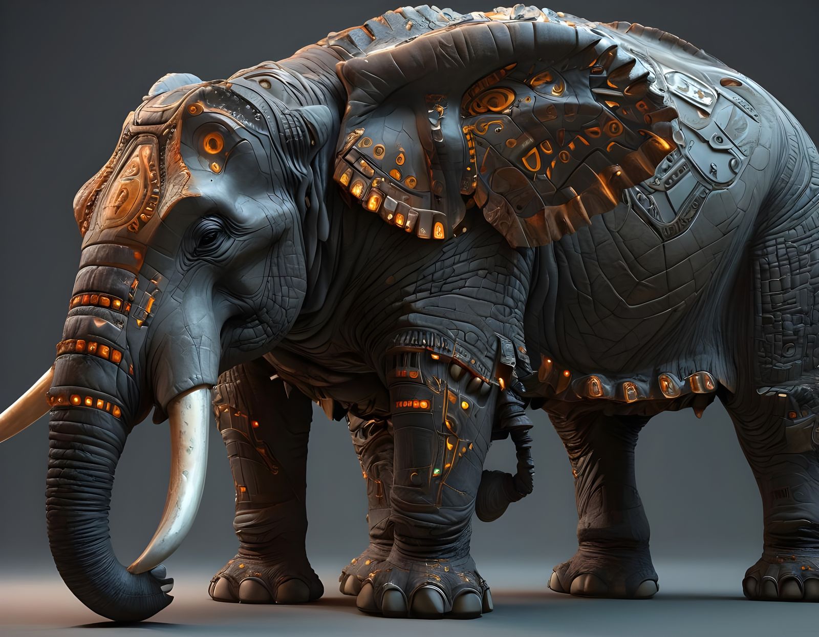 Majestic Behemoth: Elephant-Tusked Colossal Creature with Ge...