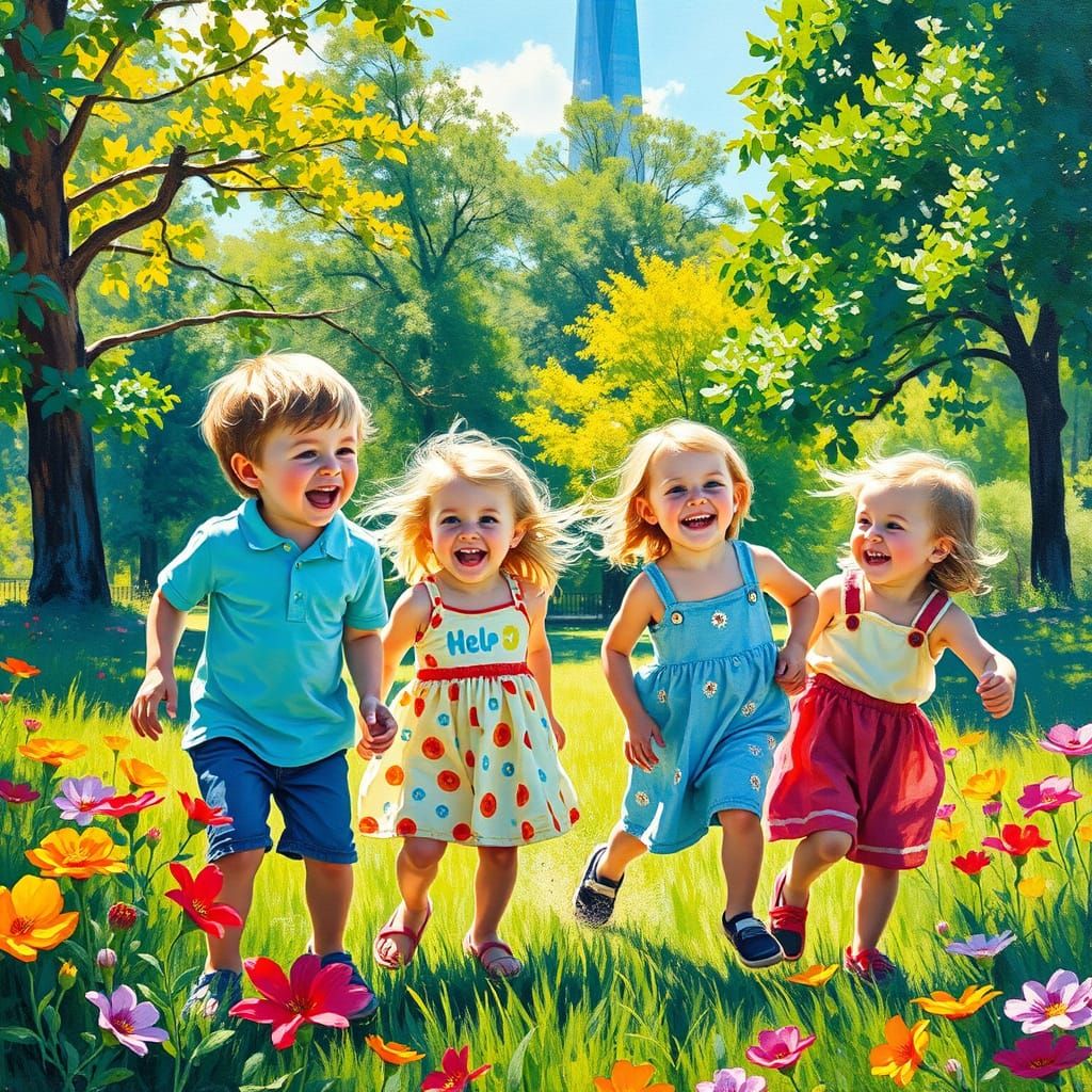 Joyful Children at Play in a Vibrant Park