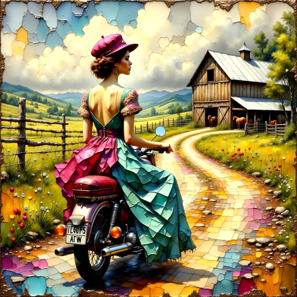 Movie Star in Crinkled Metallics with Raspberry Beret