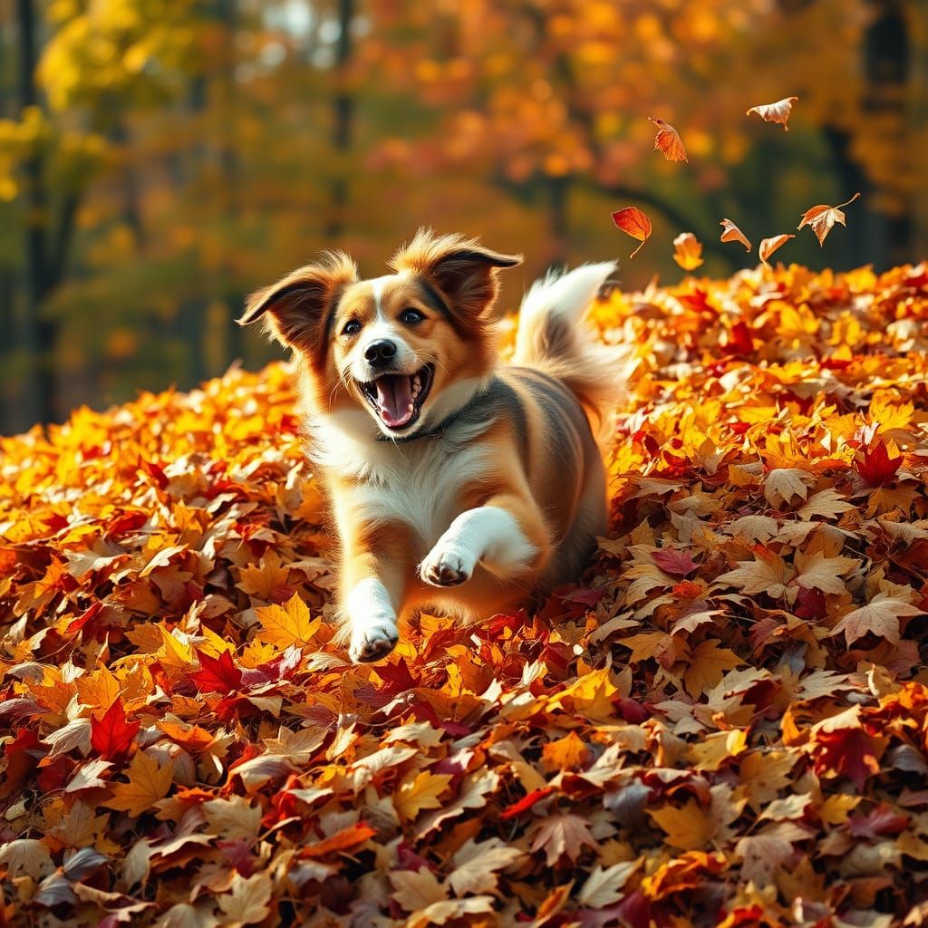 Canine Delight in Vibrant Fall Landscape