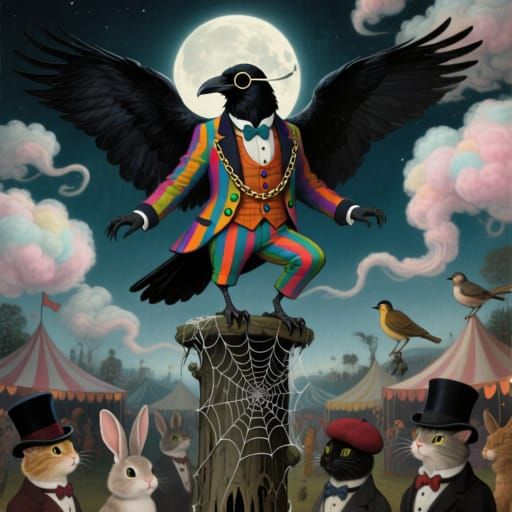 Raven in Fancy Suit Oversees Animal Festival