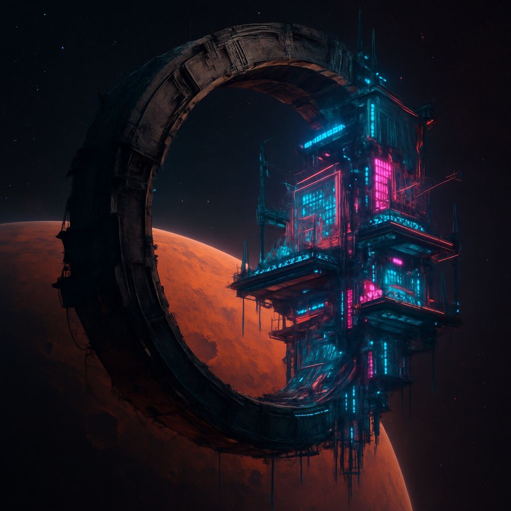 Cyberpunk Space Station Construction in Orbit
