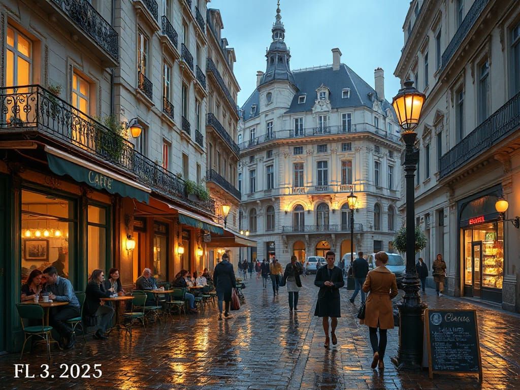 Parisian Café Scene in Belle Époque Style