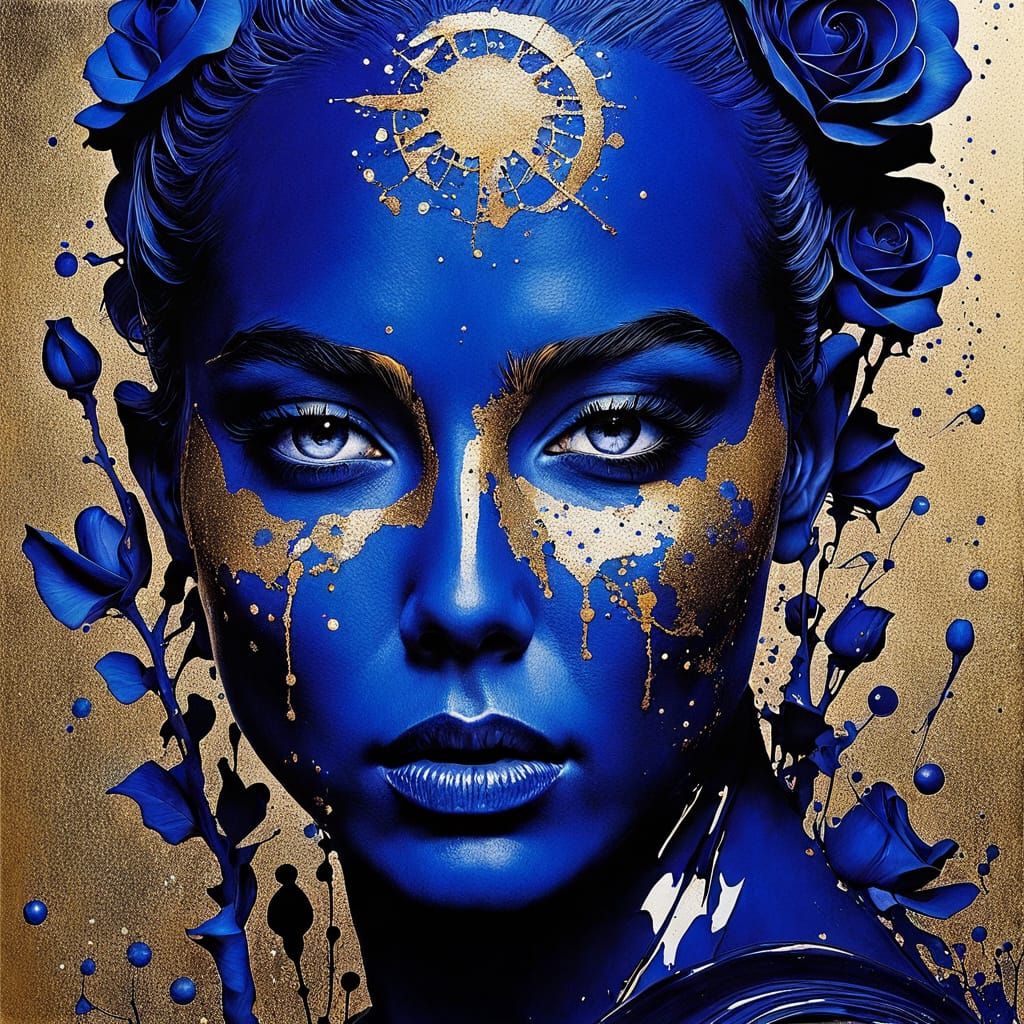 Surreal Otherworldly Bioluminescent Portrait in Vibrant Taro...