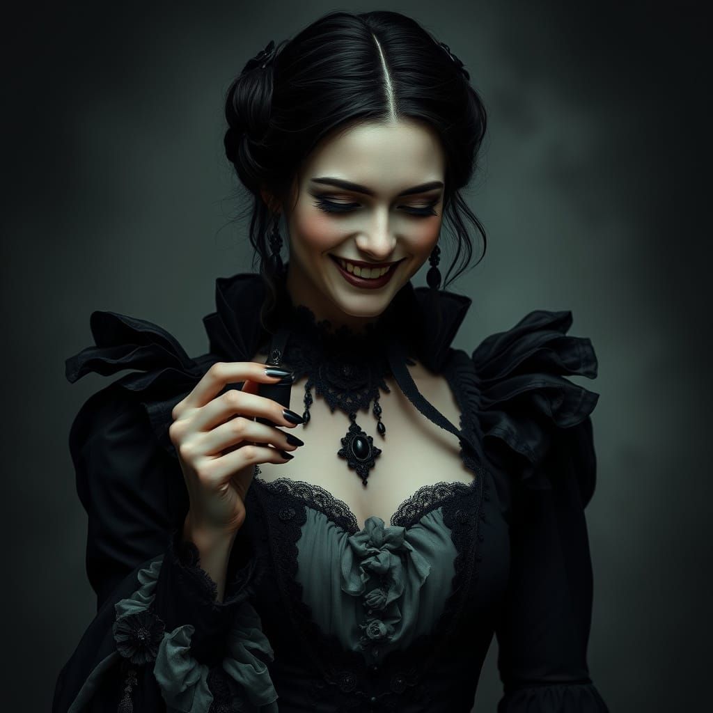 Elegant Vampire Woman with Victorian Relic