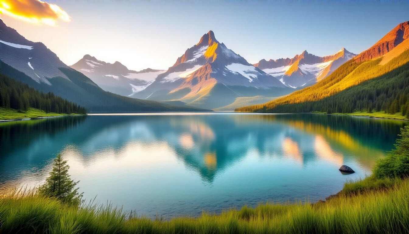 Breathtaking Mountain Lake at Golden Hour