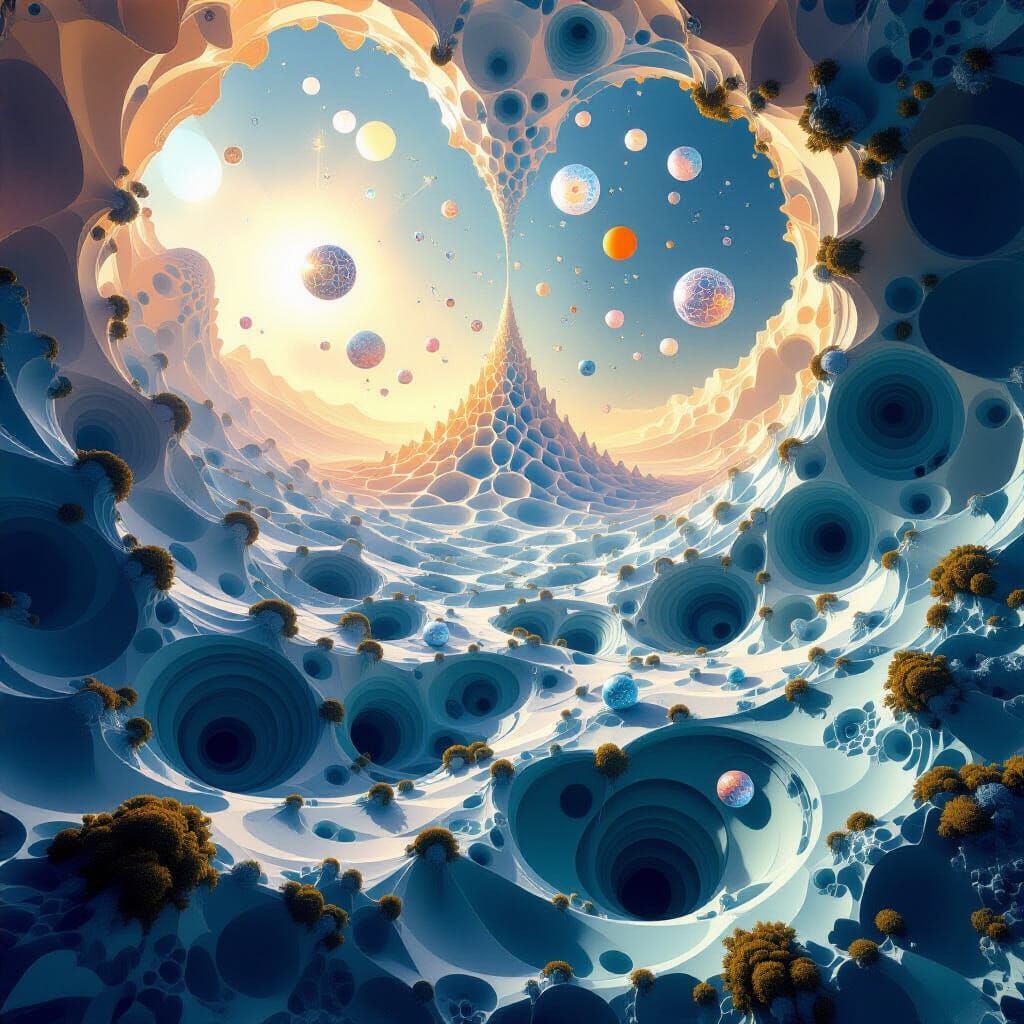 Surreal Physics Artwork: Infinite Limits in String Theory