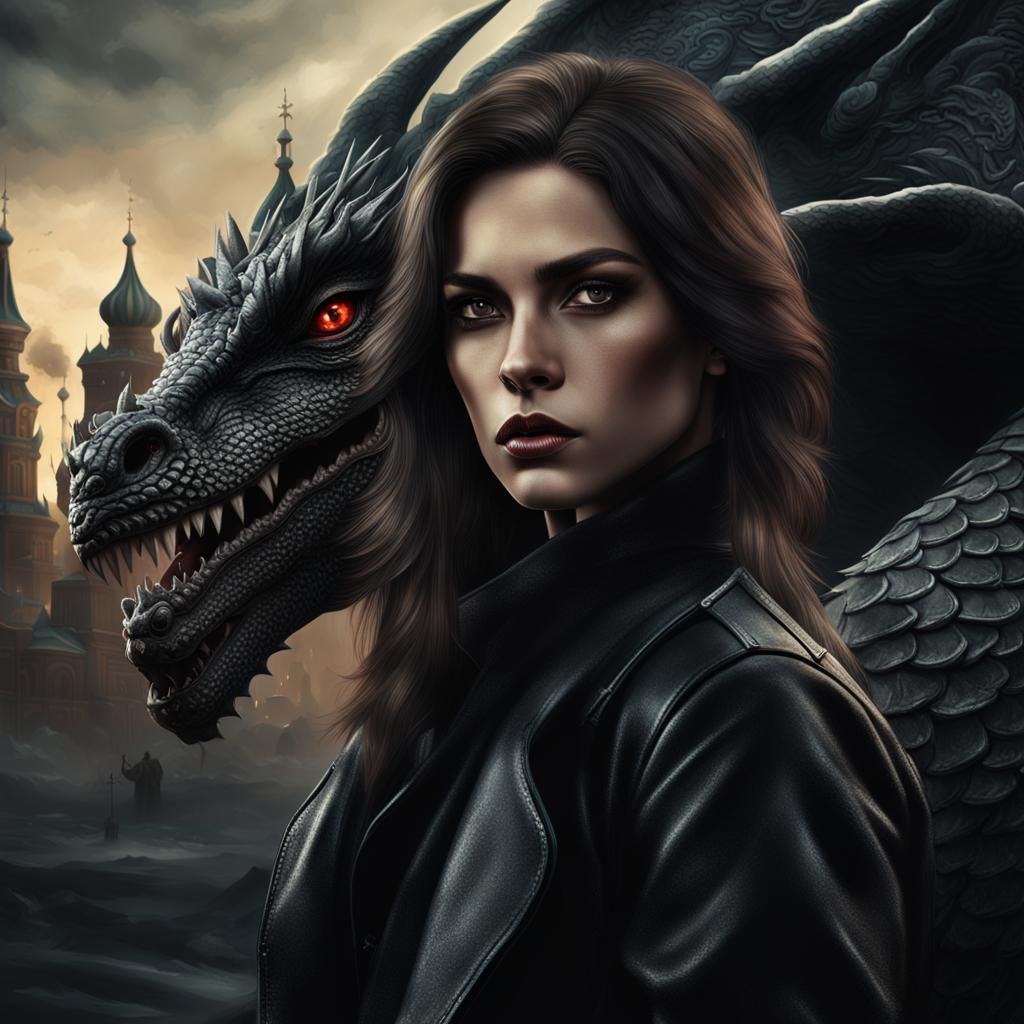 Dark Haired Gangster with Dragon Tattoo: Digital Art