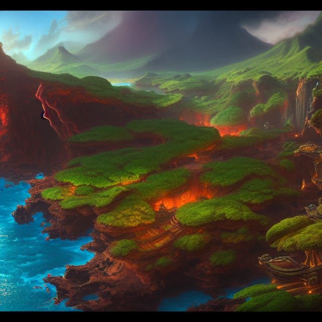 Detailed Matte Painting of Lanai, Hawaii