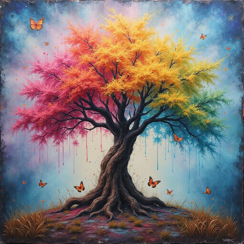 Vibrant Tree of Life in Cosmic Fantasy