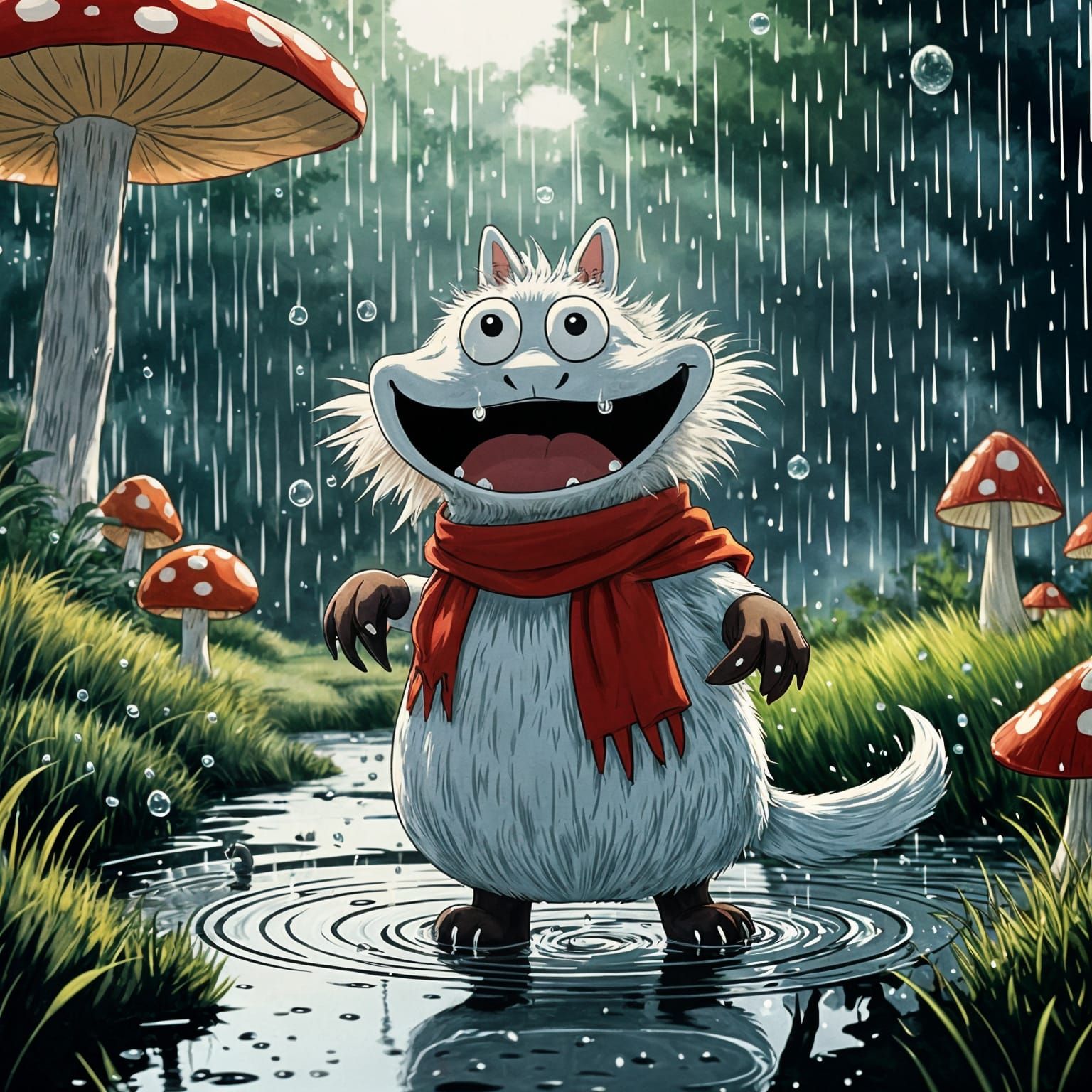 Chibi Moomintroll Dances in Enchanted Forest