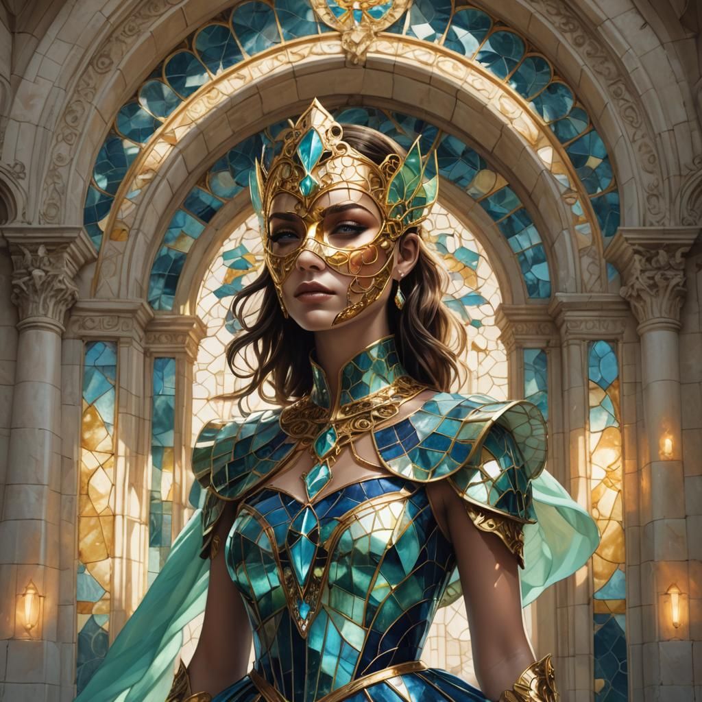 Girl in Stained Glass Dress: Fantasy Art Deco