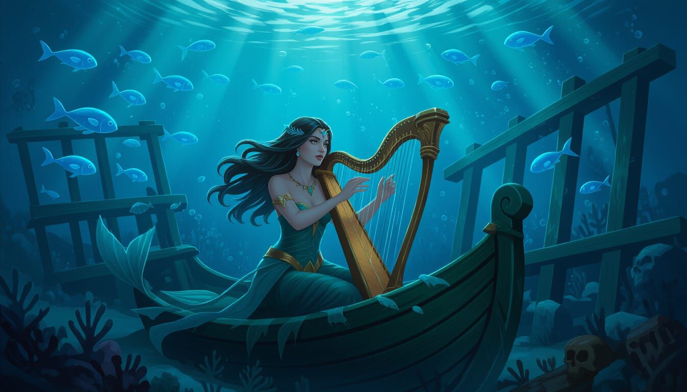 Siren's Song in Sunken Shipwreck, Magic Card Art