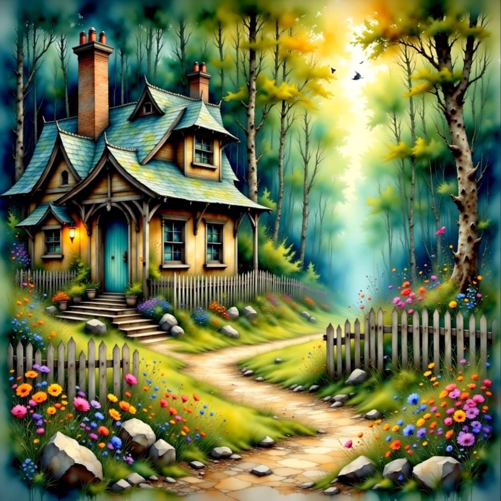 Surreal Watercolor Dreamscapes in Mixed Media