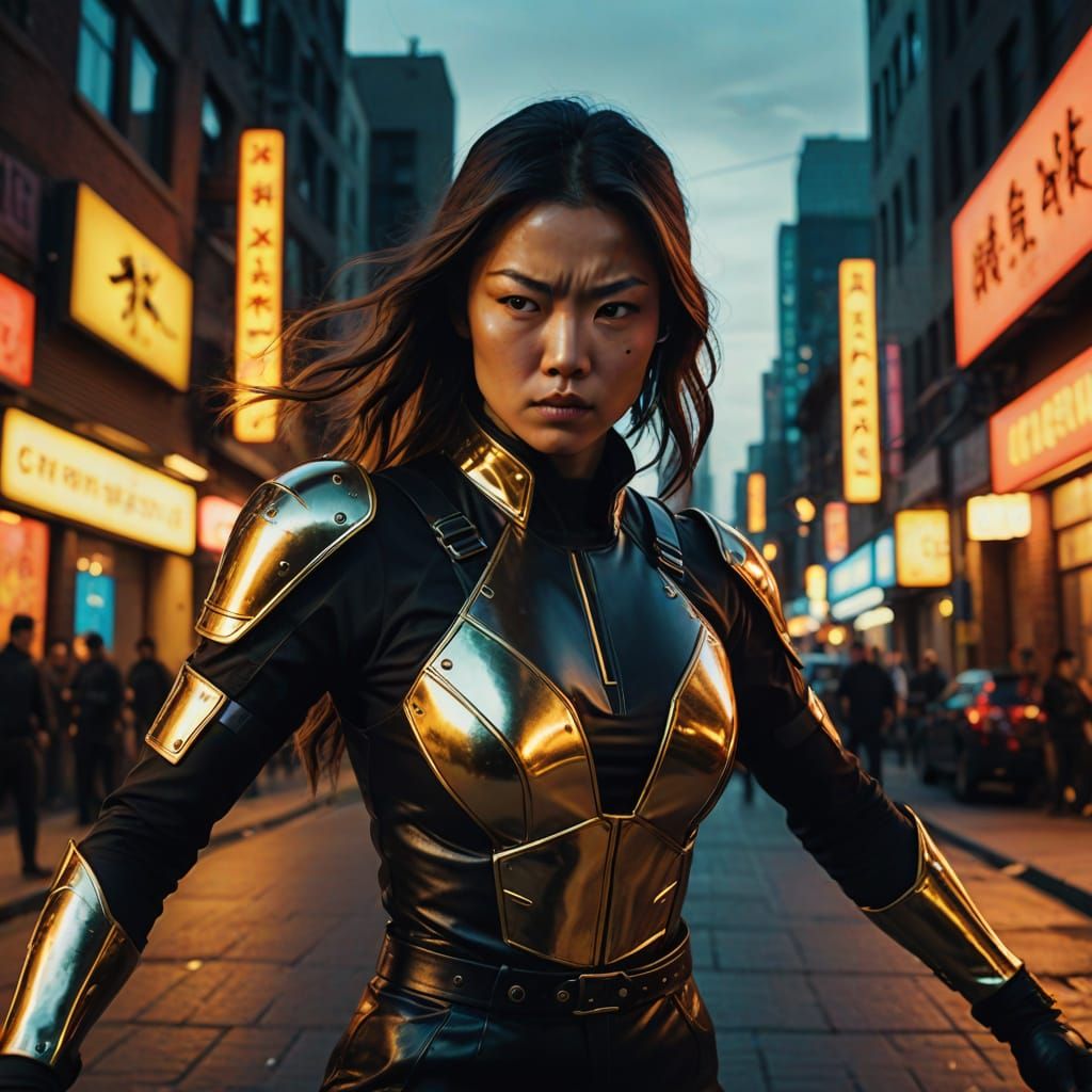 Kung Fu Ninja Supermodel in Film Noir Style