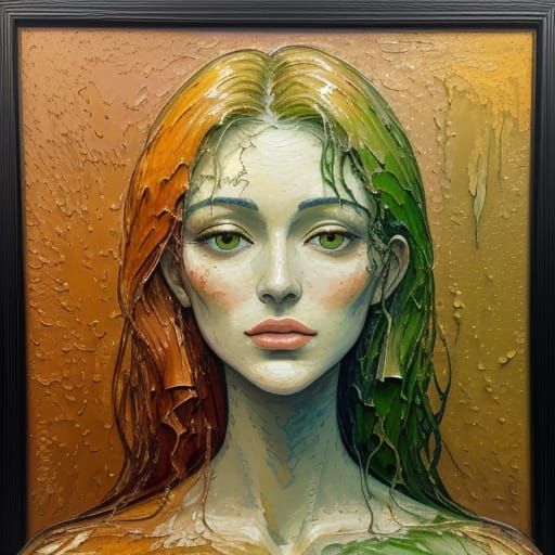 Expressionist Oil Painting: Woman's Face in Neo-Impressionis...