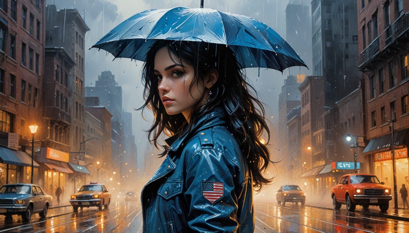 Man and Panther in Abstract Fauvist Style