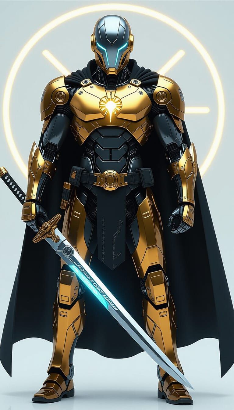 Cybernetic Hero with Katana and Shield