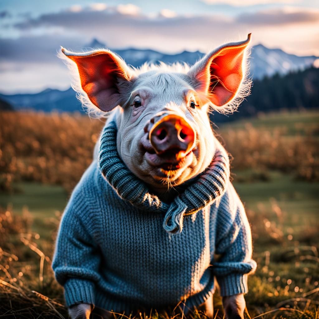 Pig in a Pullover Sweater
