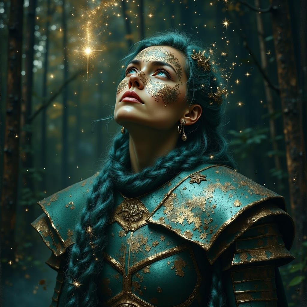 Viking Shieldmaiden Reverently Acknowledging Ancestors