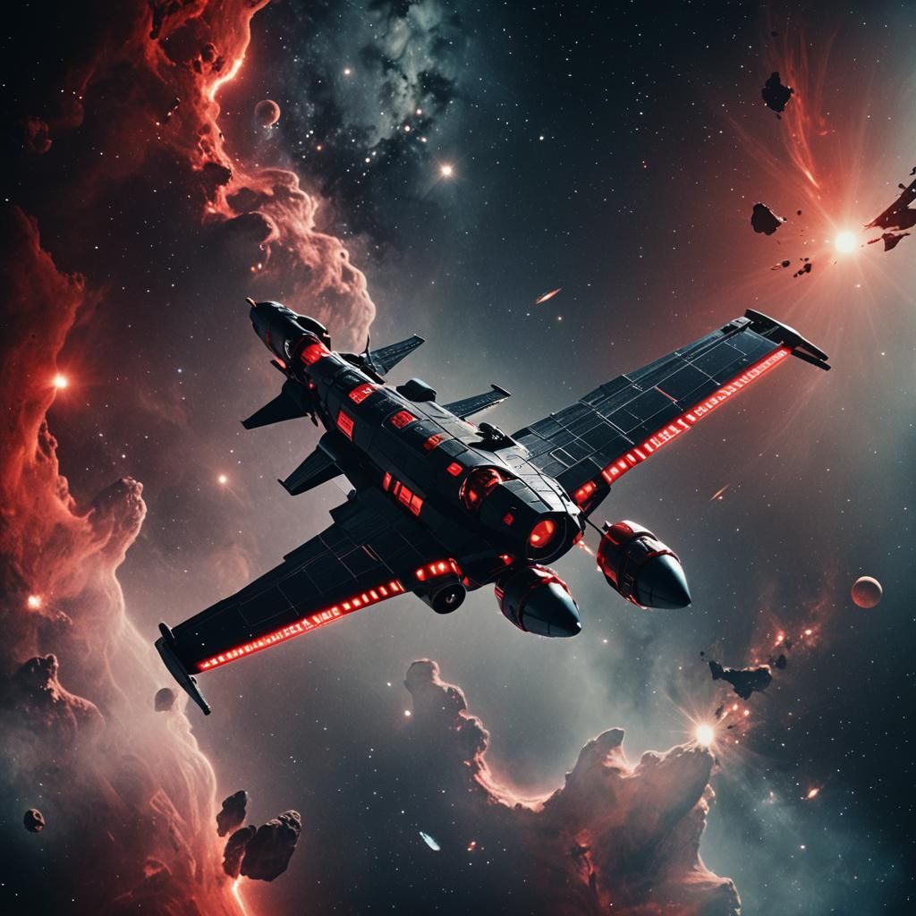 Dramatic Spacecraft in Cinematic Film Still