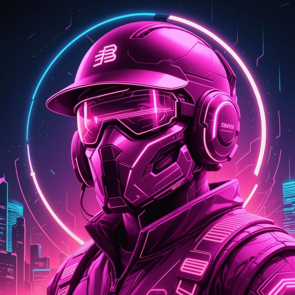 Neon Pink Synthwave Character Portrait