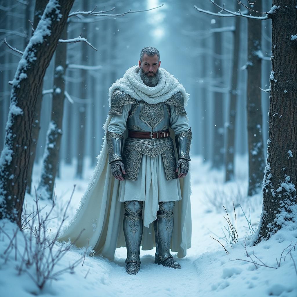 Cleric in Frozen Forest: Mystical Digital Art