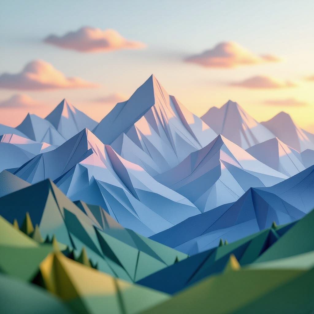 Tatra Mountains: An Origami Paper Landscape at Dawn