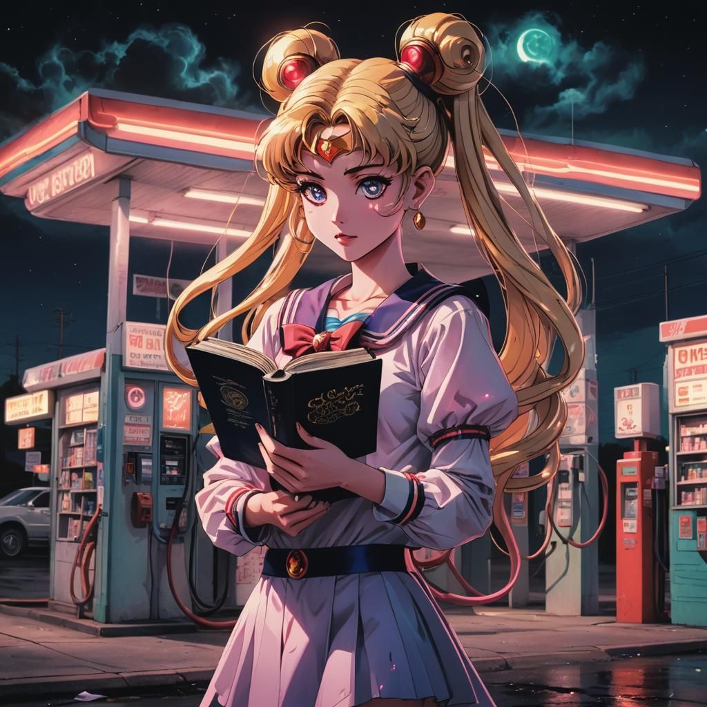 Sailor Moon and Cosmic Horror Gas Station