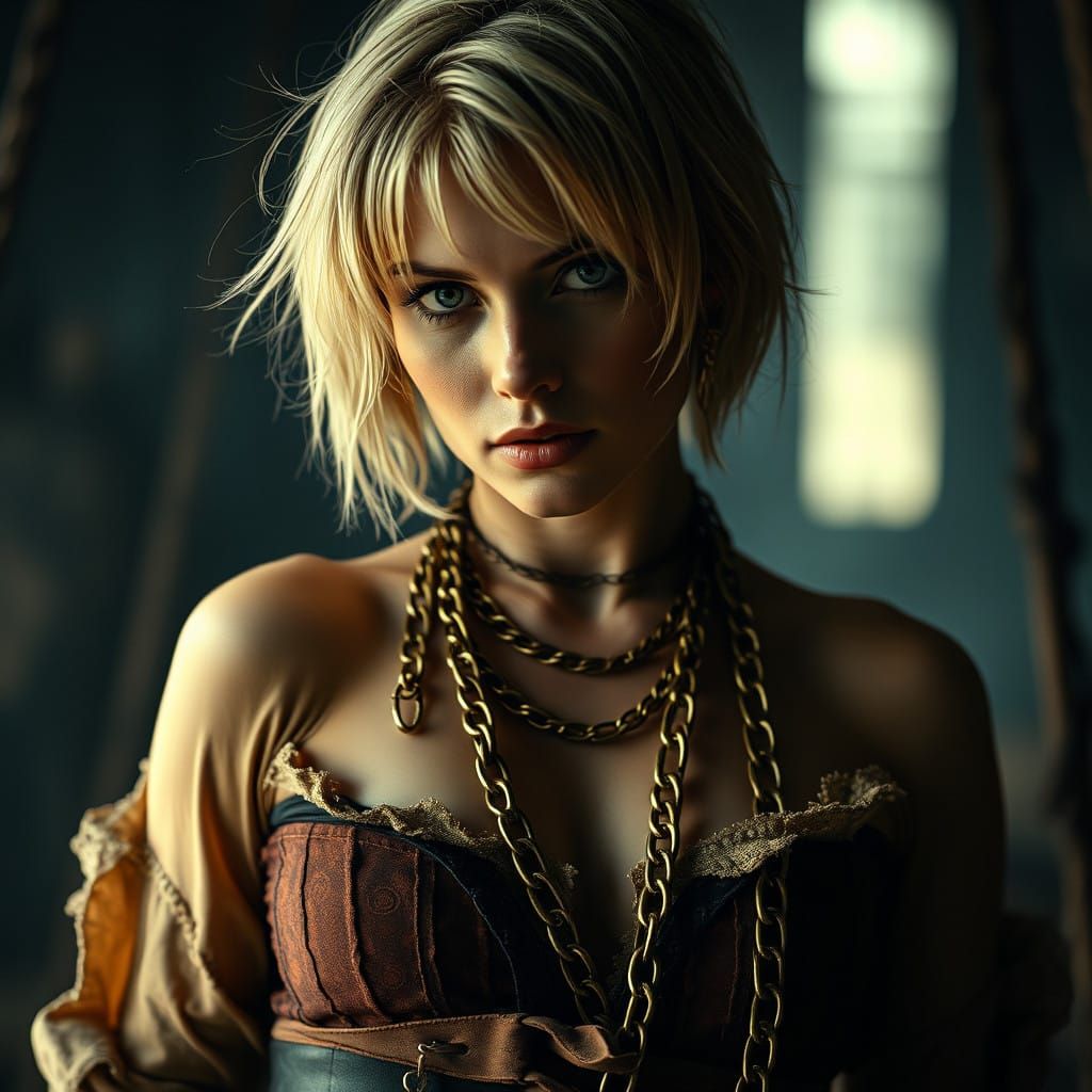 Ethereal Pirate Goddess in Cinematic Film Still